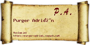 Purger Adrián névjegykártya